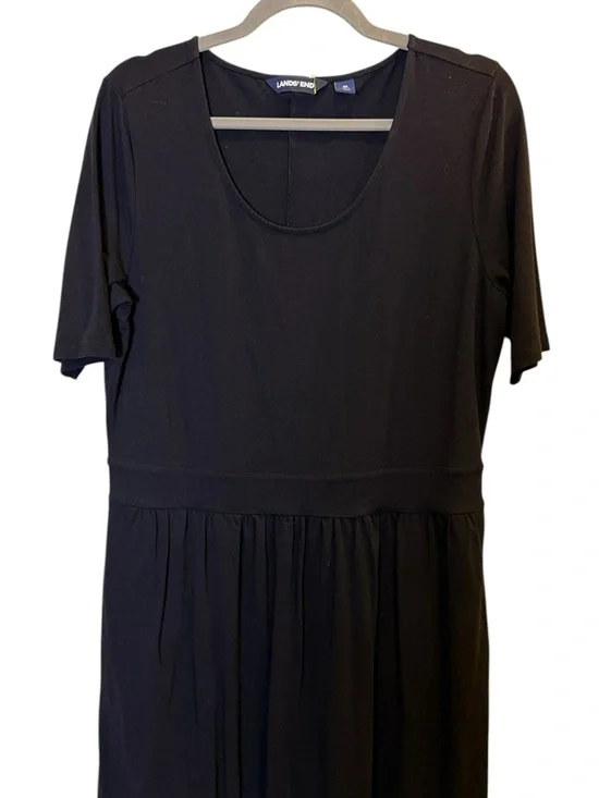 Lands' End Black Minimalist Midi Dress with Short Sleeves sz M - Picture 2 of 12